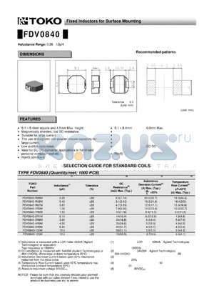 FDV0840-1R3M datasheet - Fixed Inductors for Surface Mounting