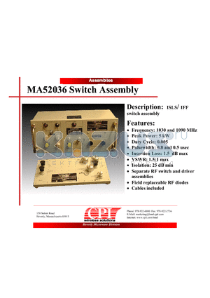 MA52036 datasheet - ISLS/ IFF switch assembly