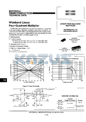 MC1595L datasheet - Wideband Linear Four-Quadrant Multiplier