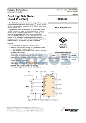 MC15XS3400 datasheet - Quad High Side Switch (Quad 15 mOhm)