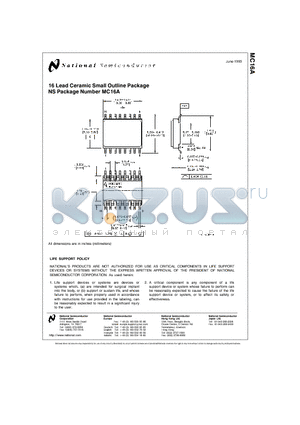 MC16A datasheet - 16 Lead Ceramic Small Outline Package NS Package Number MC16A