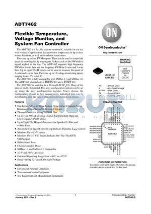 ADT7462 datasheet - Flexible Temperature, Voltage Monitor, and System Fan Controller
