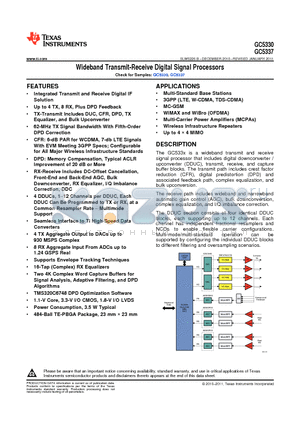 GC5337 datasheet - Wideband Transmit-Receive Digital Signal Processors