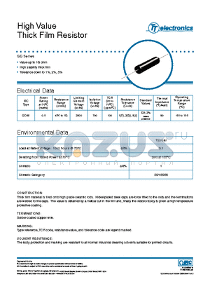 GC652M5FB datasheet - High Value Thick Film Resistor