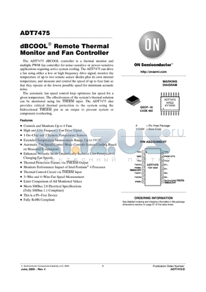 ADT7475ARQZ-REEL datasheet - dBCOOL Remote Thermal Monitor and Fan Controller