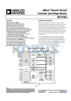 ADT7476AARQZ datasheet - dBCool Remote Thermal Controller and Voltage Monitor