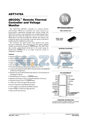 ADT7476AARQZ datasheet - dBCOOL Remote Thermal Controller and Voltage Monitor