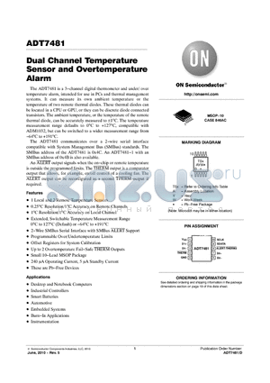 ADT7481ARMZ-001 datasheet - Dual Channel Temperature Sensor and Overtemperature Alarm