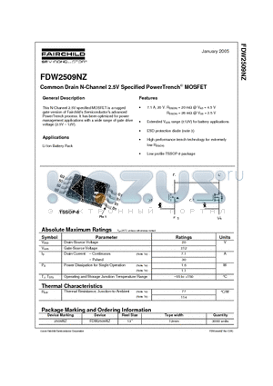 FDW2509NZ datasheet - Common Drain N-Channel 2.5V Specified PowerTrench MOSFET