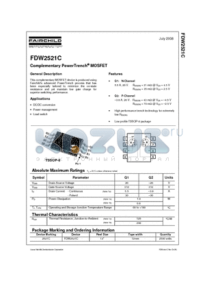 FDW2521C datasheet - Complementary PowerTrench MOSFET