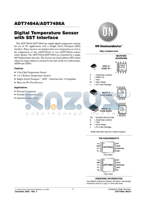 ADT7484AARMZ-R7 datasheet - Digital Temperature Sensor with SST Interface