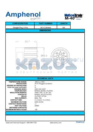 MC1CJN0800 datasheet - Straight Plug, 8 Pos