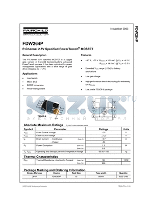 FDW264P datasheet - P-Channel 2.5V Specified PowerTrench MOSFET