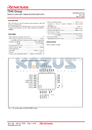 M37545G2KP datasheet - SINGLE-CHIP 8-BIT CMOS MICROCOMPUTER