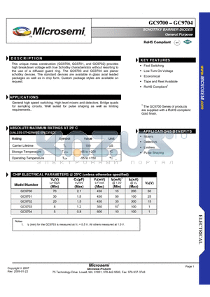 GC9703 datasheet - SCHOTTKY BARRIER DIODES General Purpose TM