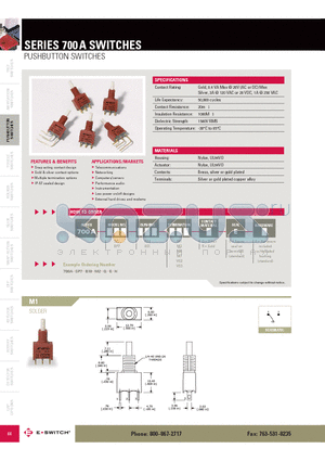 700A datasheet - PUSHBUTTON SWITCHES