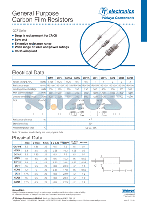 GCF2 datasheet - GENERAL PURPOSE CARBON FILM RESISTORS