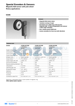GCI0K.0201200 datasheet - Special Encoders & Sensors