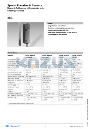 GCI0L datasheet - Special Encoders & Sensors