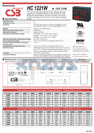 HC1221W datasheet - specially designed for high efficient discharge application