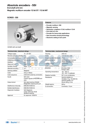 GCM2S.112A101 datasheet - Absolute encoders - SSI