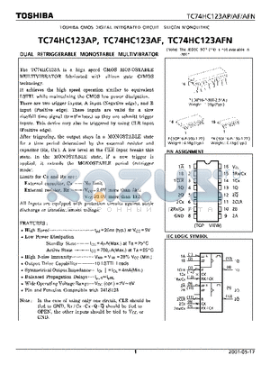 HC123 datasheet - DUAL RETRIGGERABLE MONOSTABLE MULTIVIBRATOR