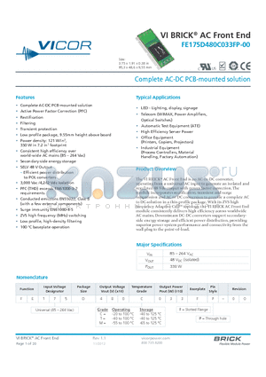 FE175D480C033FP-00 datasheet - Complete AC-DC PCB-mounted solution