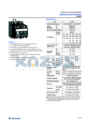 700S-P530X datasheet - Safety Control Relays