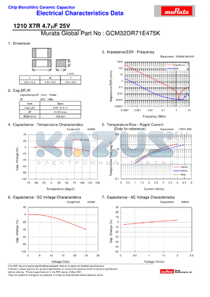 GCM32DR71E475K datasheet - Chip Monolithic Ceramic Capacitor 1210 X7R 4.7lF 25V