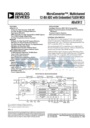 ADUC812BS datasheet - MicroConverter, Multichannel 12-Bit ADC with Embedded FLASH MCU