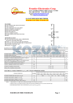 FE20-05-LFR datasheet - 2A FAST EFFICIENT RECTIFIER