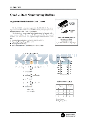 HC125 datasheet - Quad 3-State Noninverting Buffers