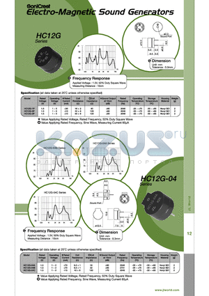 HC12G-04A datasheet - Electro-Magnetic Sound Generators
