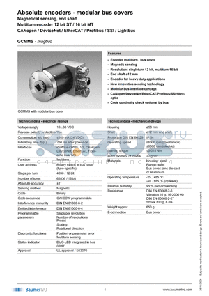 GCMMS.020LM32 datasheet - Absolute encoders - modular bus covers