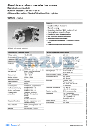 GCMMW.0202PA2 datasheet - Absolute encoders - modular bus covers