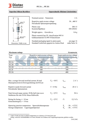 FE2A datasheet - Superfast Silicon Rectifiers