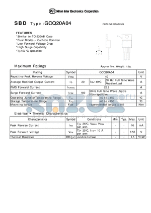 GCQ20A04 datasheet - Low Forward Voltage drop Diode