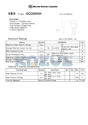 GCQ30A04 datasheet - Low Forward Voltage drop Diode