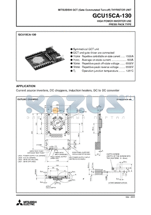 GCU15CA-130_09 datasheet - GCT (Gate Commutated Turn-off) THYRISTOR UNIT HIGH POWER INVERTER USE PRESS PACK TYPE