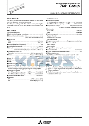 M37641F8-XXXHP datasheet - SINGLE-CHIP 8-BIT CMOS MICROCOMPUTER