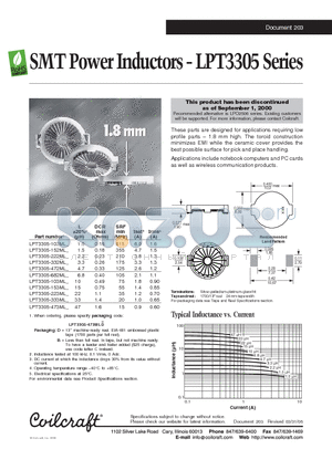 LPT3305-103ML datasheet - SMT Power Inductors