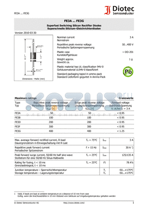 FE3A_10 datasheet - Superfast Switching Silicon Rectifier Diodes