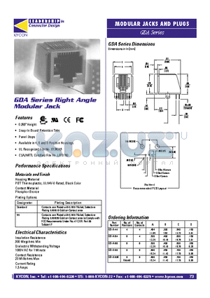 GD-A-88 datasheet - MODULAR JACKS AND PLUGS