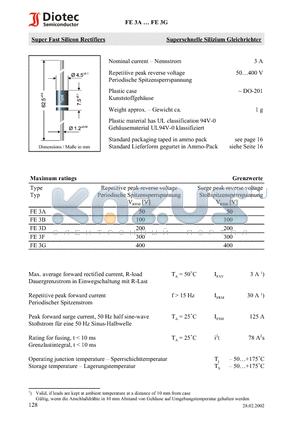 FE3F datasheet - Super Fast Silicon Rectifiers