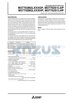 M37702S1LGP datasheet - SINGLE-CHIP 16-BIT CMOS MICROCOMPUTER