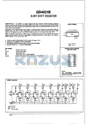 GD4021B datasheet - 8-BIT SHIFT REGISTER