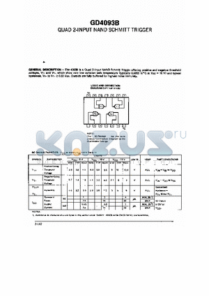 GD4093B datasheet - QUAD 2 - INPUT NAND SCHMITT TRIGGER