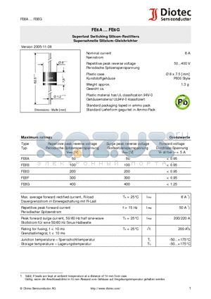 FE6A datasheet - Superfast Switching Silicon-Rectifiers