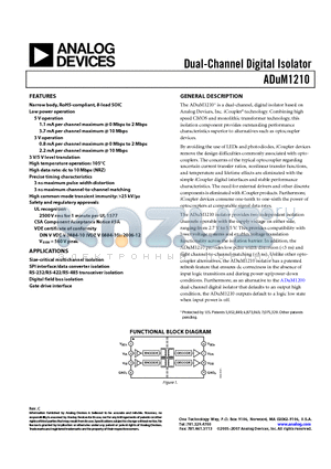 ADUM1210 datasheet - Dual-Channel Digital Isolator