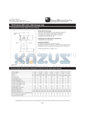 7010X11 datasheet - SMT LEDs 1206 Package Size